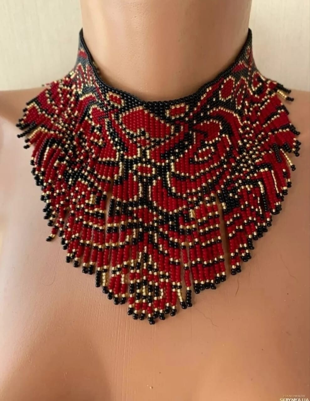 Handmade Necklace Woman American Style Native Boho Seed Bead Beautiful Necklace
