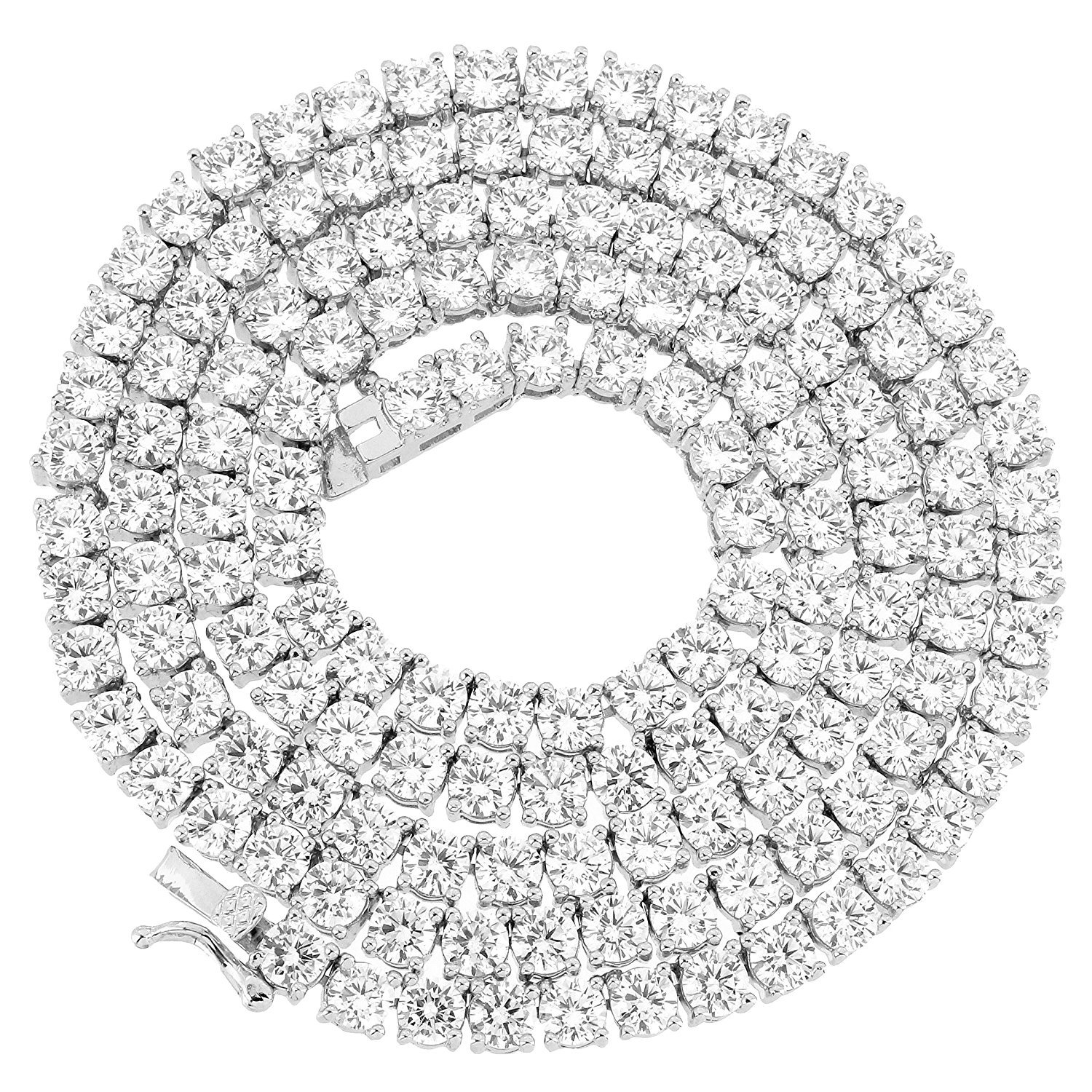 4mm Choker 1 Row Chain 16-24″ Tennis Necklace Clear/Yellow/Red/Blue/Pink CZ AAA