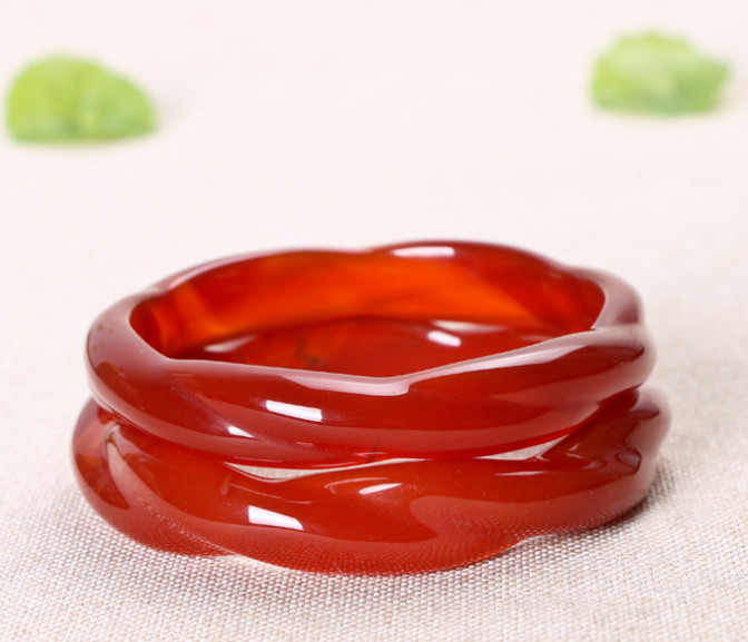 Natural icy red agate chalcedony bracelet kind of onyx Bangle transit 55-64mm