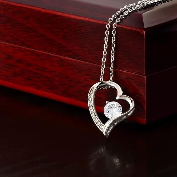 Wife Beautiful Gift From Husband Silver Heart Pendant Necklace & Gift Box