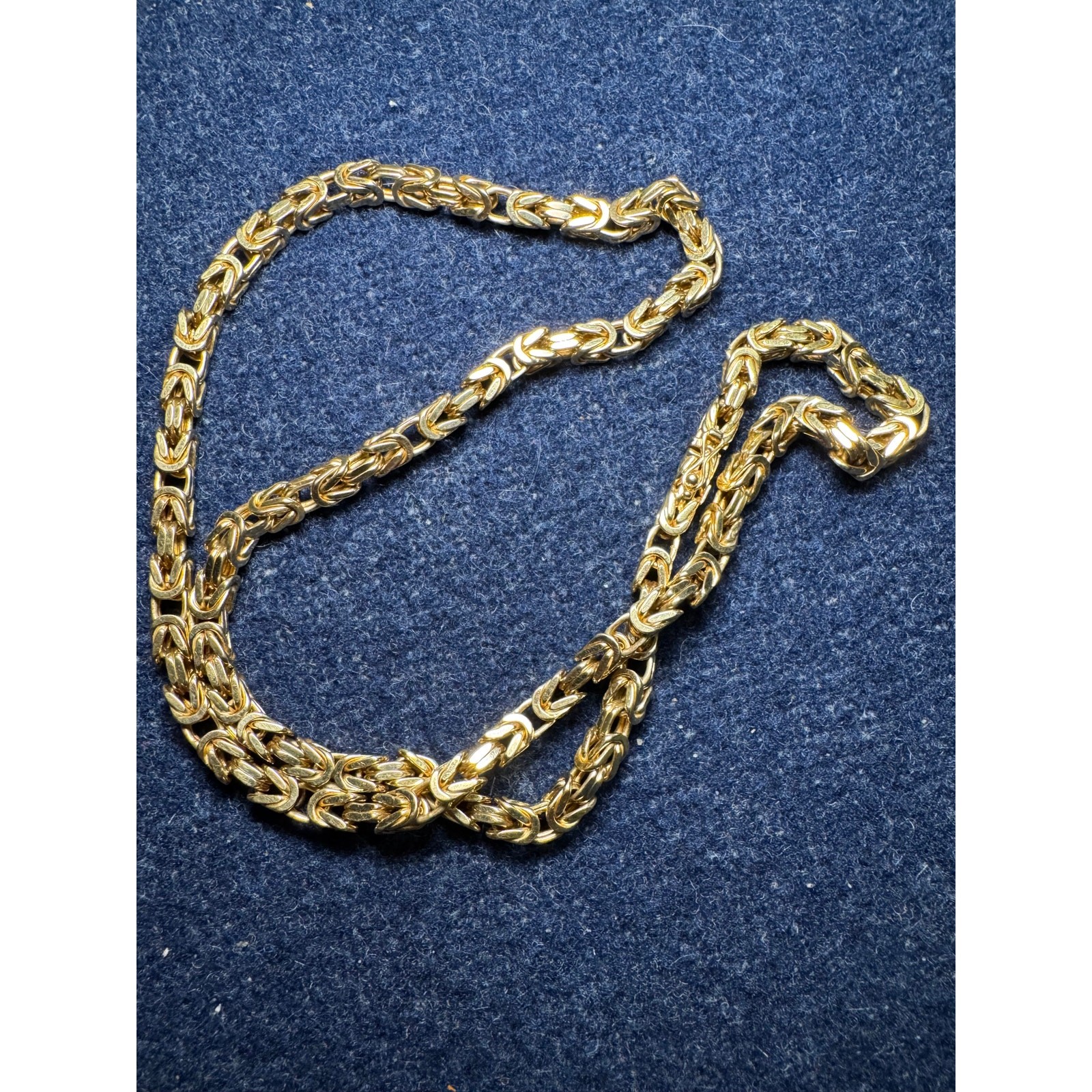 14k Italy 77g Byzantine Push Clasp Safety Lock 23in Gold Necklace 5mm