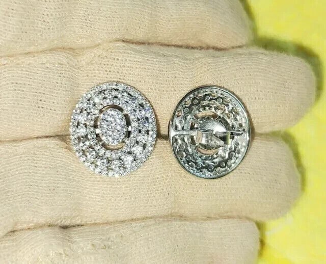 Round Cut Simulated Diamond Gorgeous Charm Stud Earring In 14k White Gold Plated