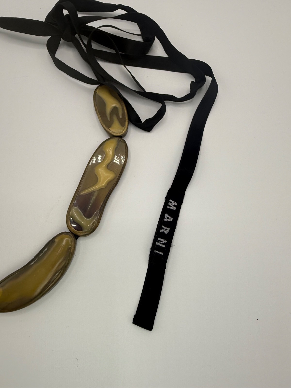Marni Antiqued Metal, Horn & Resin, Ribbon Necklace, COSUELO CASTIGLIONI Era VTG