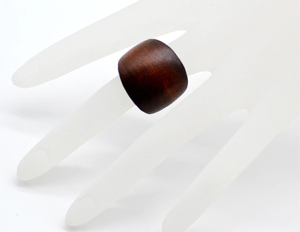 Boho Rustic Chunky style Cafe Brown Wood Ring – Size 8 9 10 or 11