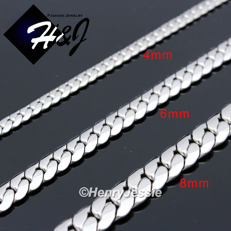18-40″MEN Stainless Steel 8mm Silver Miami Cuban Curb Link Chain Necklace*N155