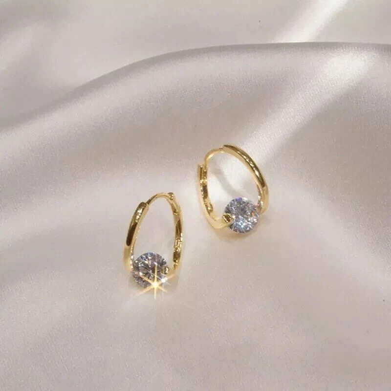 Clip On Drop Earring 2Ct Round Cut Simulated Diamond In 14k Yellow Gold Plated