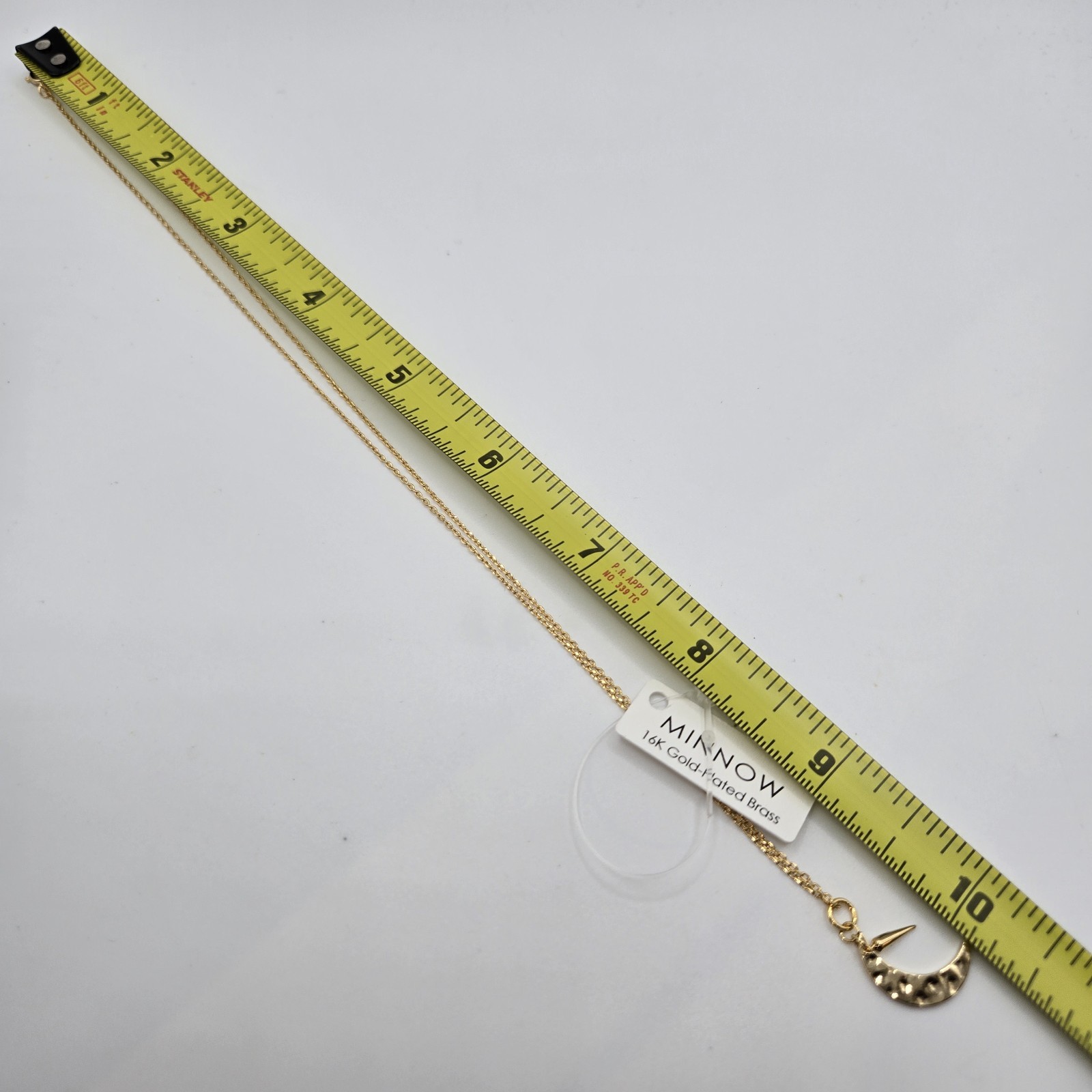Gold Dainty Crescent Moon Spike Charm Necklace Boutique Brand Gold Plated Brass