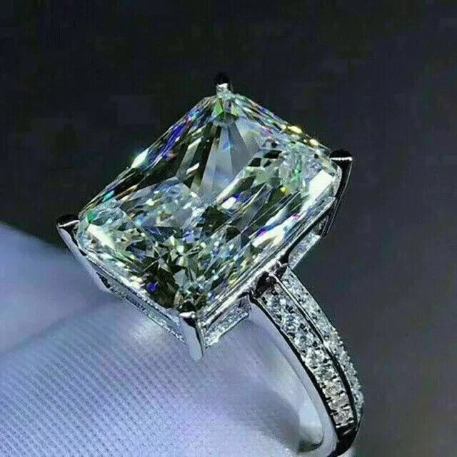 5.00 Ct Radiant Cut Moissanite Women’s Halo Engagement Ring 925 Sterling Silver