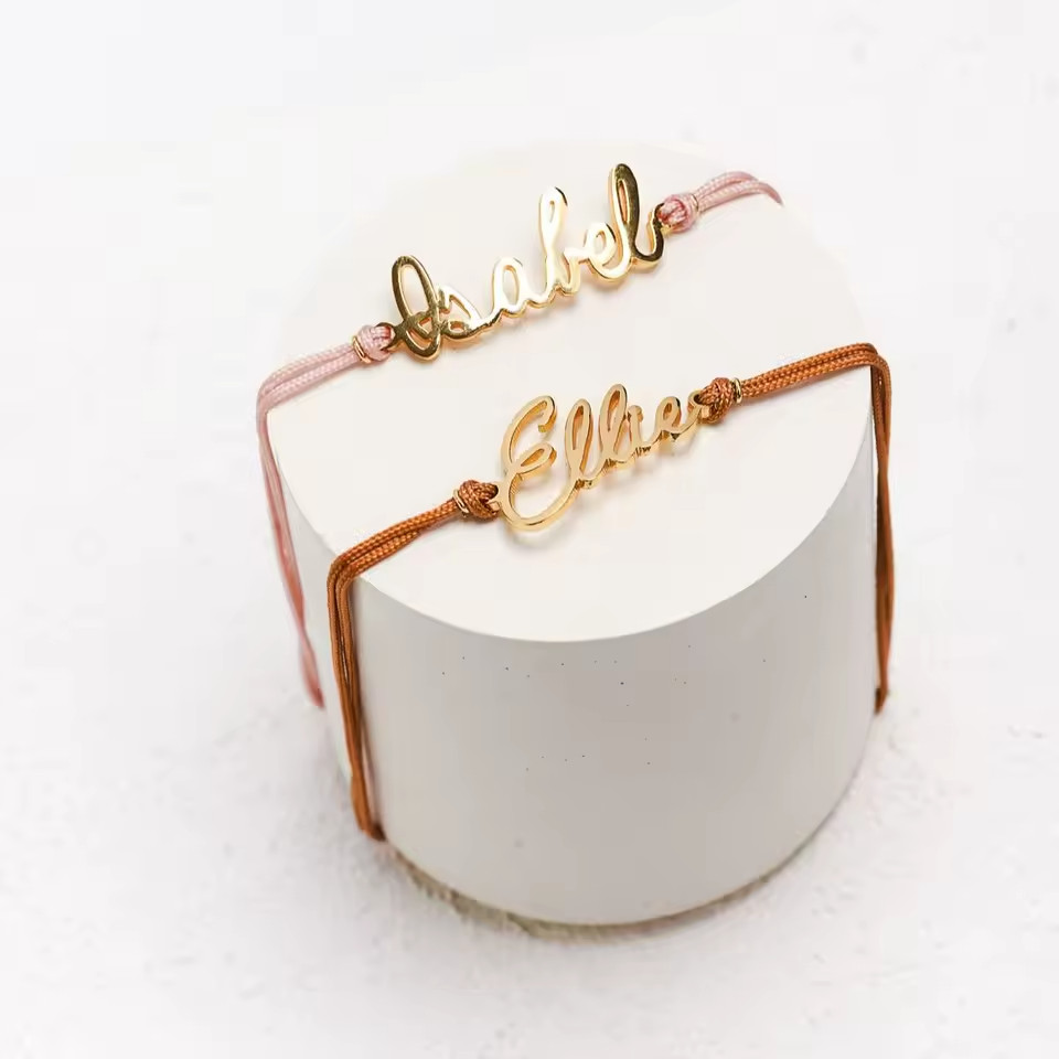Custom Name Rope Chain Bracelet Jewelry Charm Gift Adjustable Men Women Gold