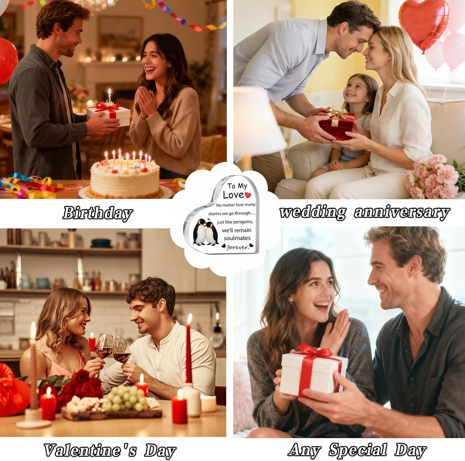 Gifts for Him Her – to My Love Acrylic Heart Keepsake, Romantic Anniversary Fath