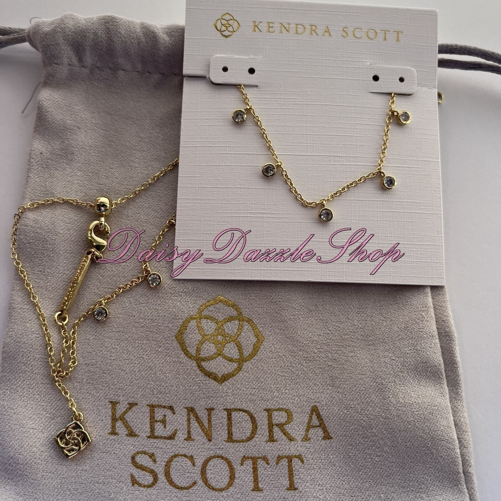 ✨Kendra Scott Amelia Crystal Chain Necklace Gold Multi Mix New $65 Pouch