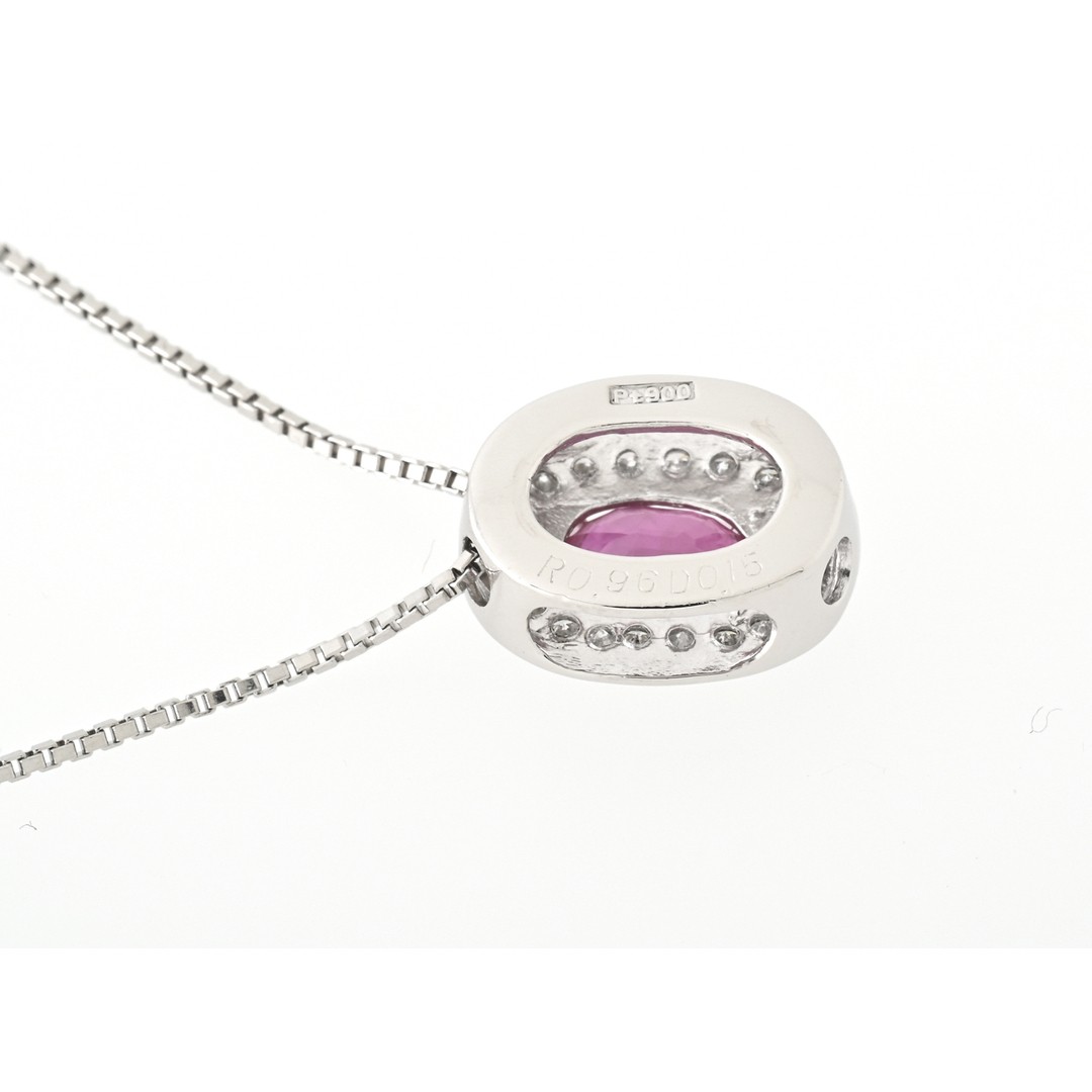 Pt ruby pendant necklace 0.96ct. Diamond 0.15ct.B151812 Used TOMI-0