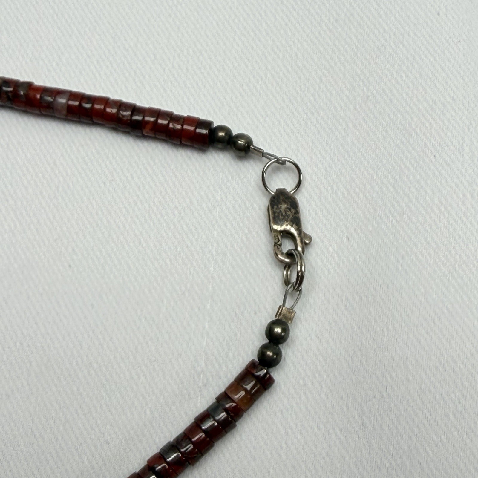Red Jasper Rose Pendant Necklace Hand Carved Stone Beaded Artisan Statement