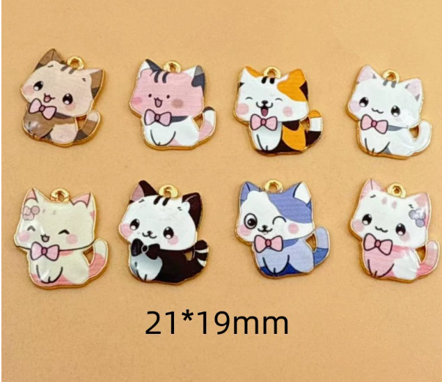 80Pcs animal cartoon cat cute Charm earring necklace Pendant DIY Jewelry Making