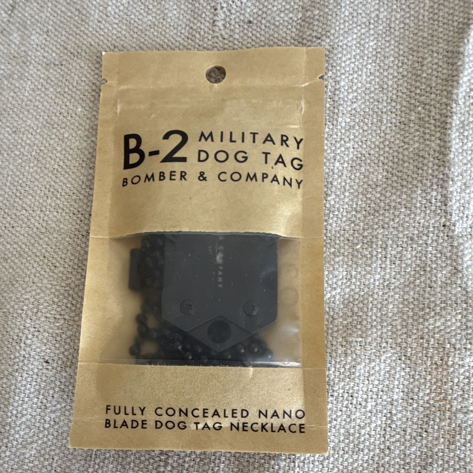 B-2 Bomber & Company Dog Tag Necklace Concealed Blade Black Stainless Steel