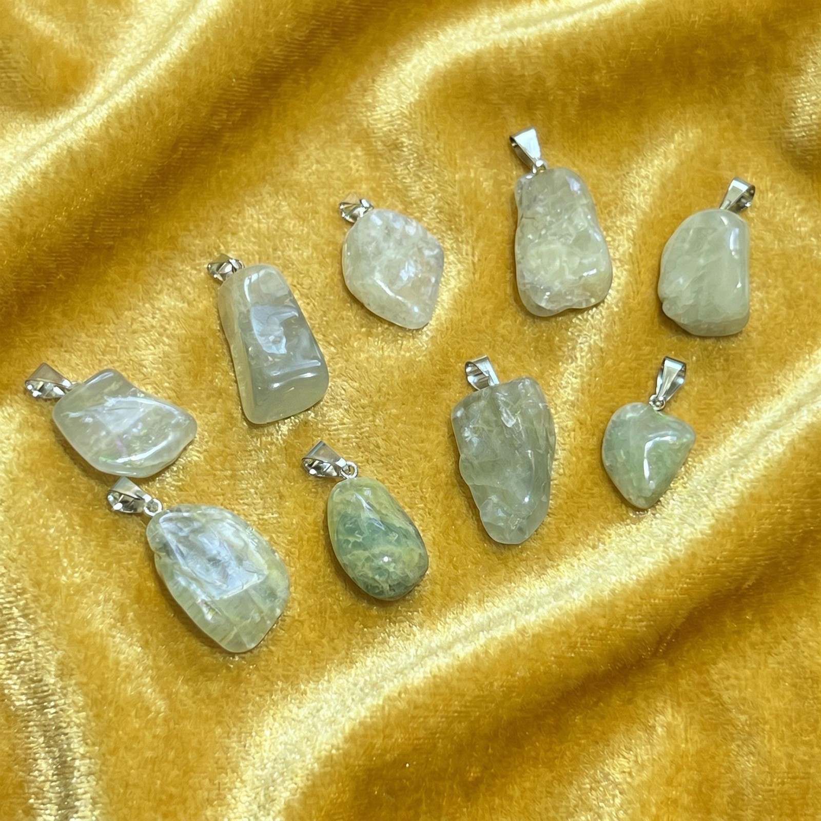 Blue Aquamarine Tumbled Crystal Pendant (Silver Bail) Genuine Brazil Mineral