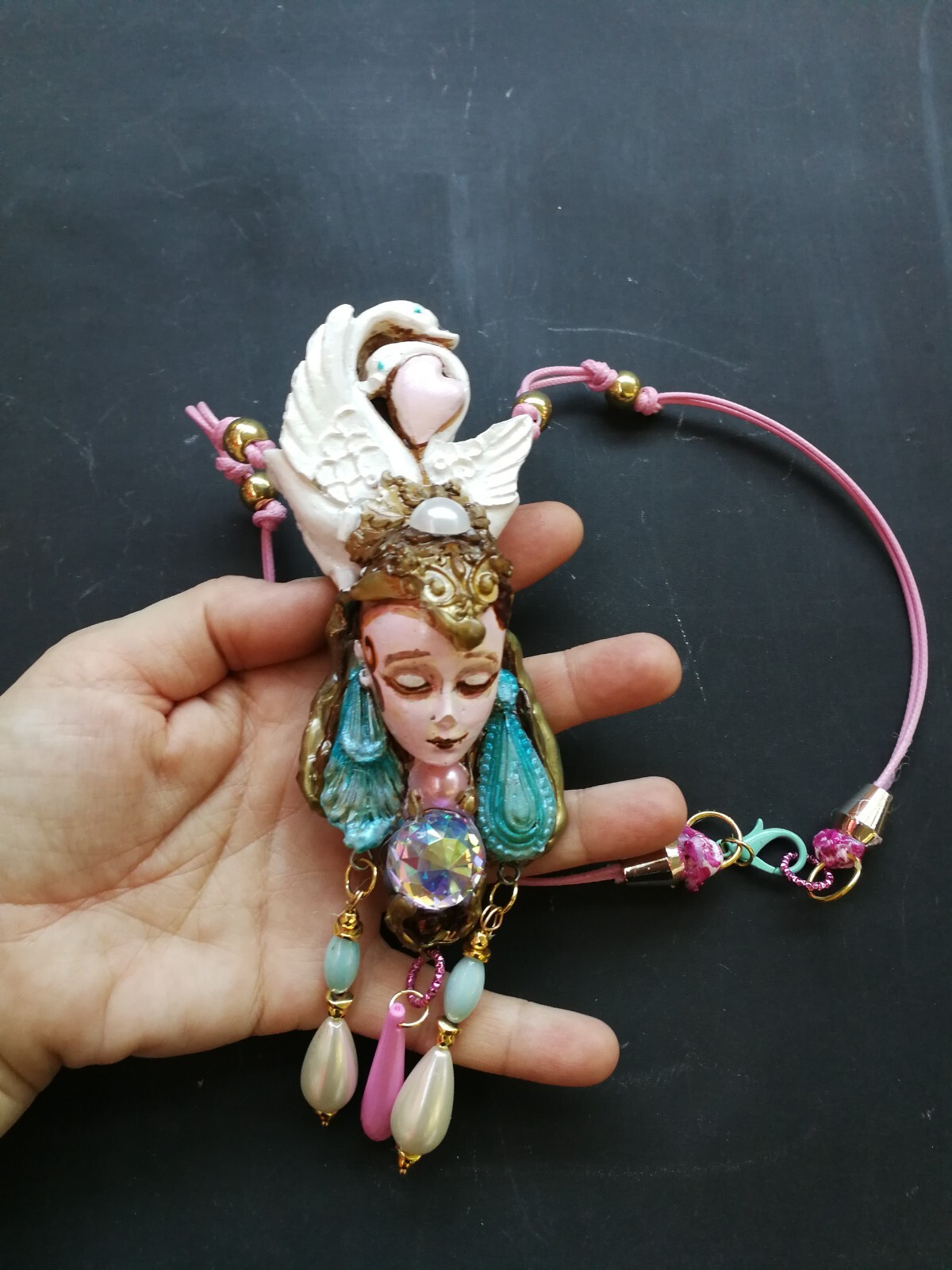 Luxury Necklace Magic Pendant Jewelry Beauty Sleeping Art Deco Swan Belle Epoque