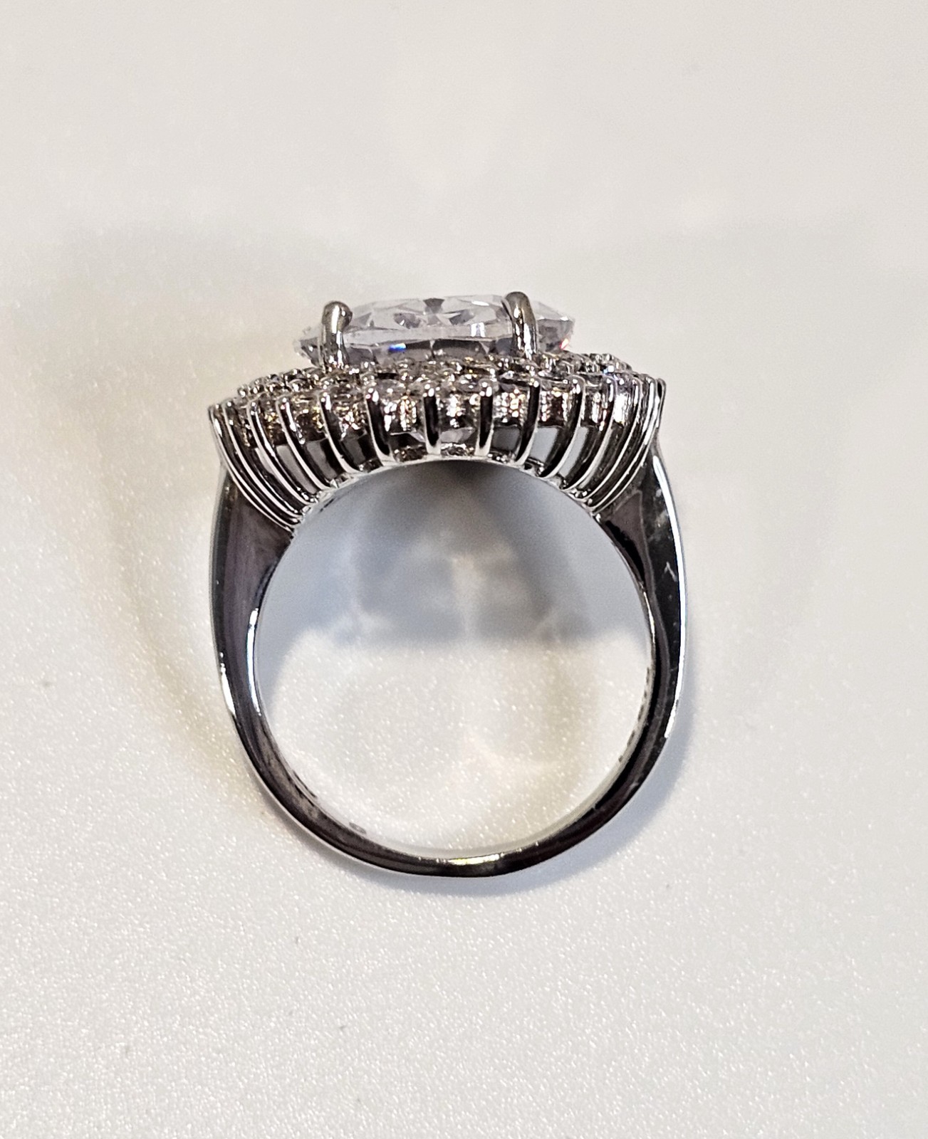 Lustro Stella sterling silver CZ cocktail ring sz 6 in box