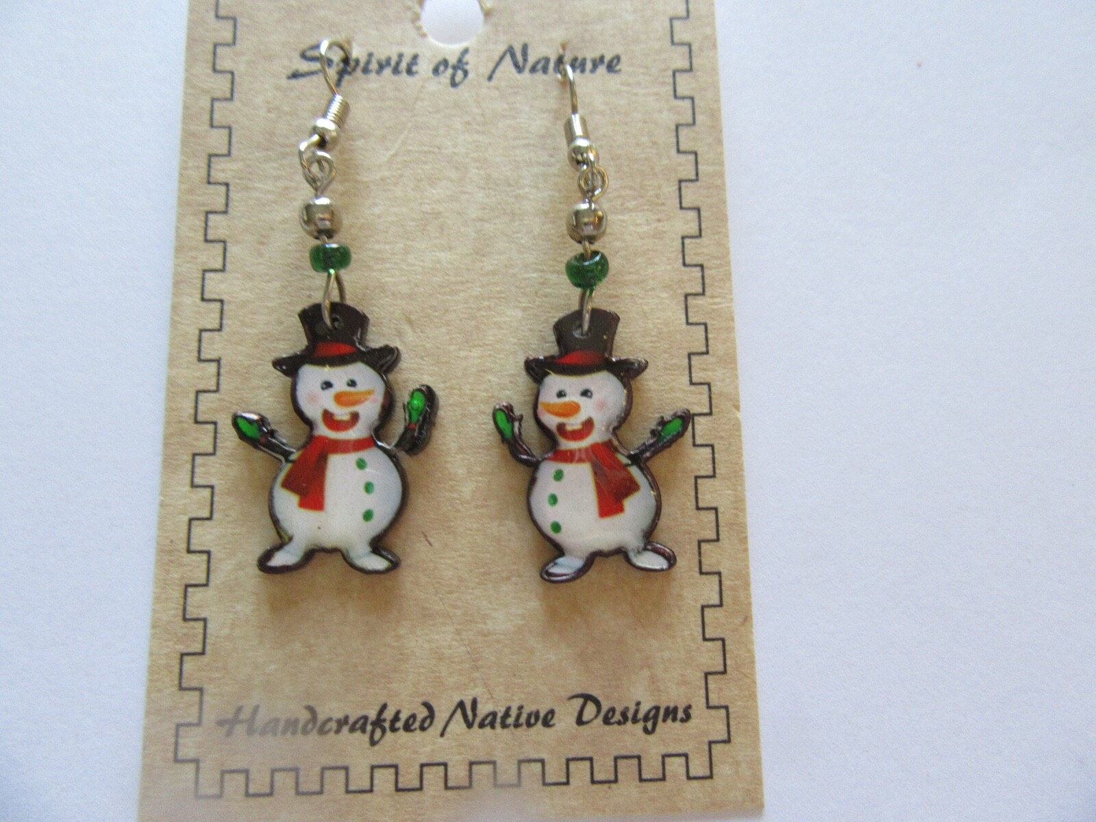 Spirit of Nature Holiday Earrings -Snowman-scarf hat- carrot nose french wire