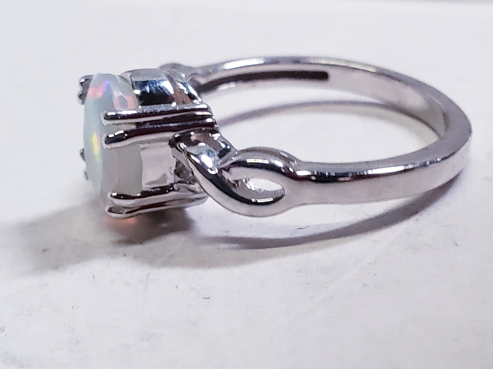 JTV Multicolor Ethiopian Opal Solitaire Rhodium Over 925 Ring 0.93ct size 7