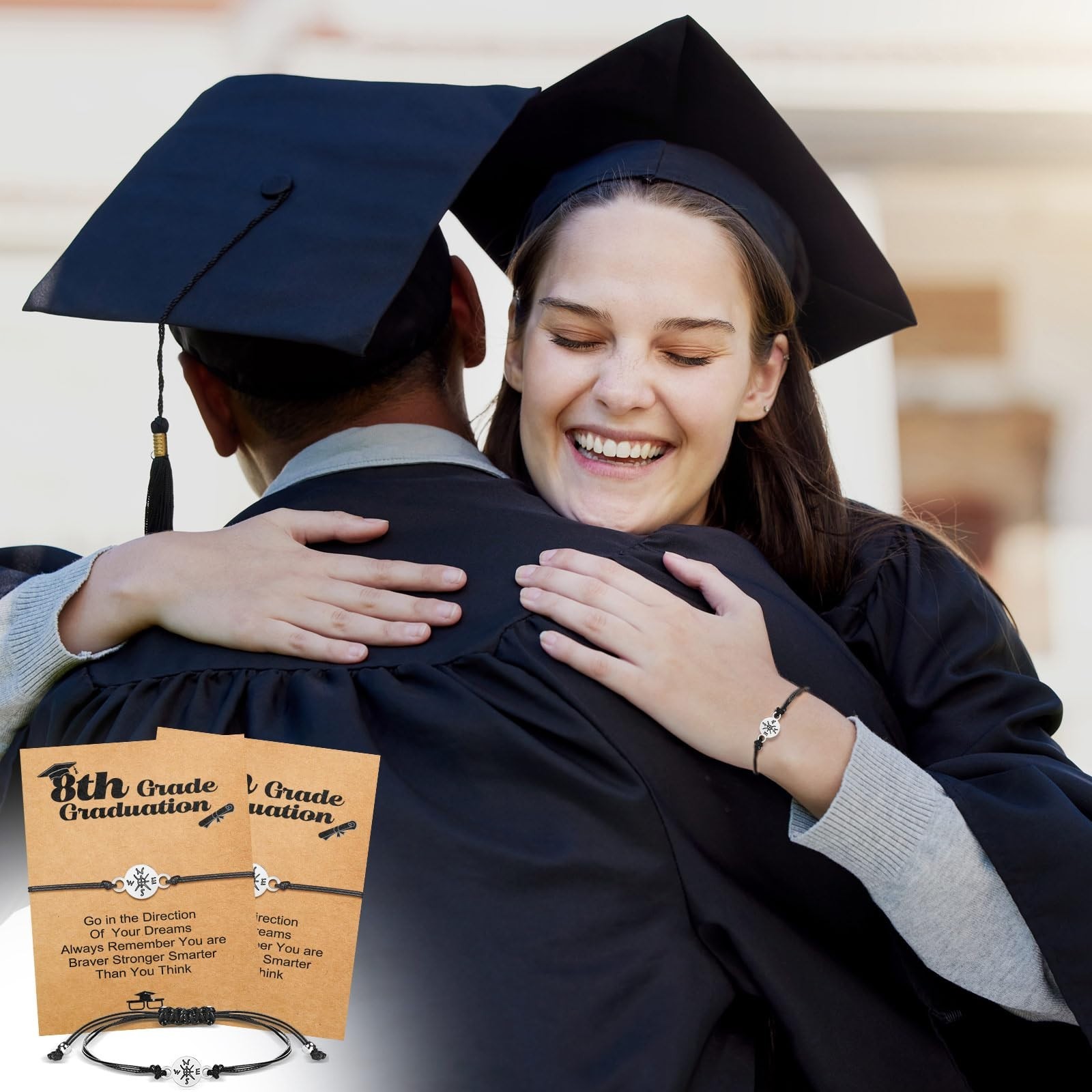 20 Set 8th Grade Graduation Compass Bracelets – Inspirational Adjustable Gifts f