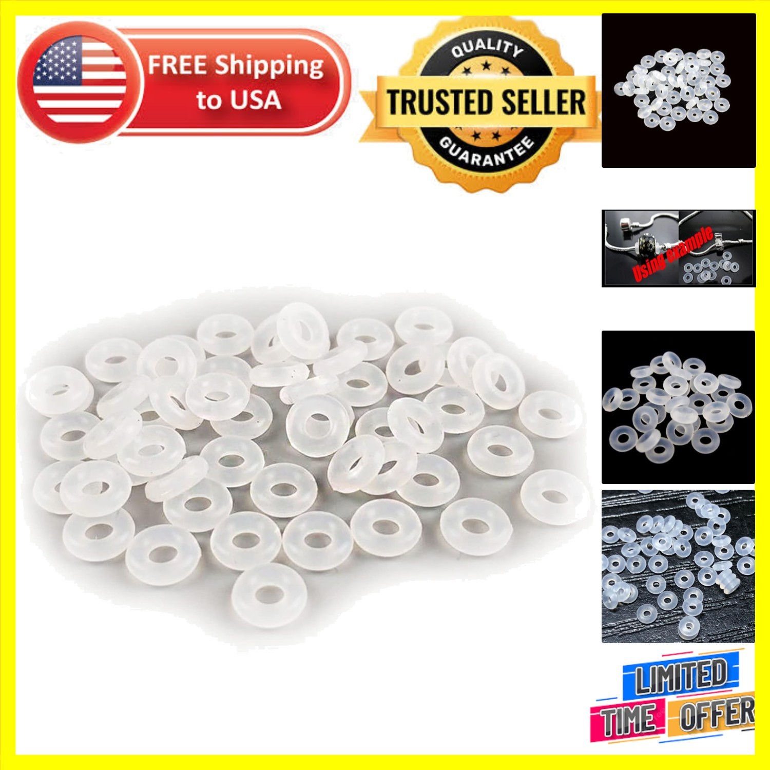 Versatile 80 Pcs Clear Silicone Rubber Bead Stoppers for Creative Jewelry Design
