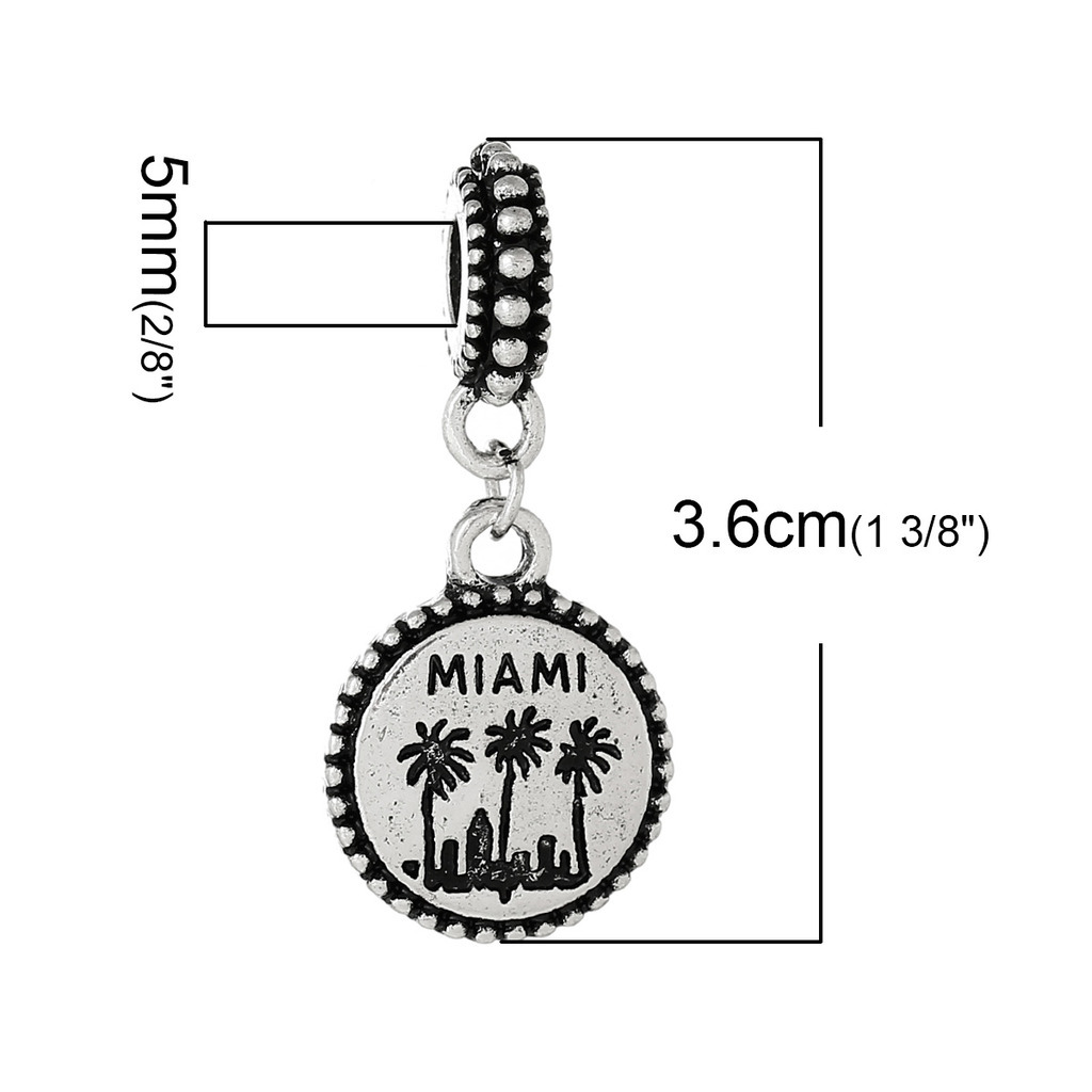 “Miami” Charm Bead Spacer for Snake Chain Charm Bracelets 2690