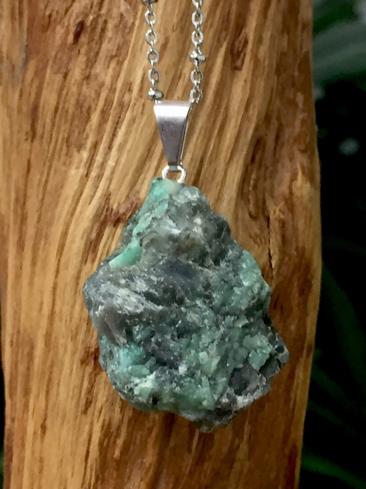 Rough Emerald Pendant Emerald Crystal Quartz Gemstone Specimen Reiki Chakra.