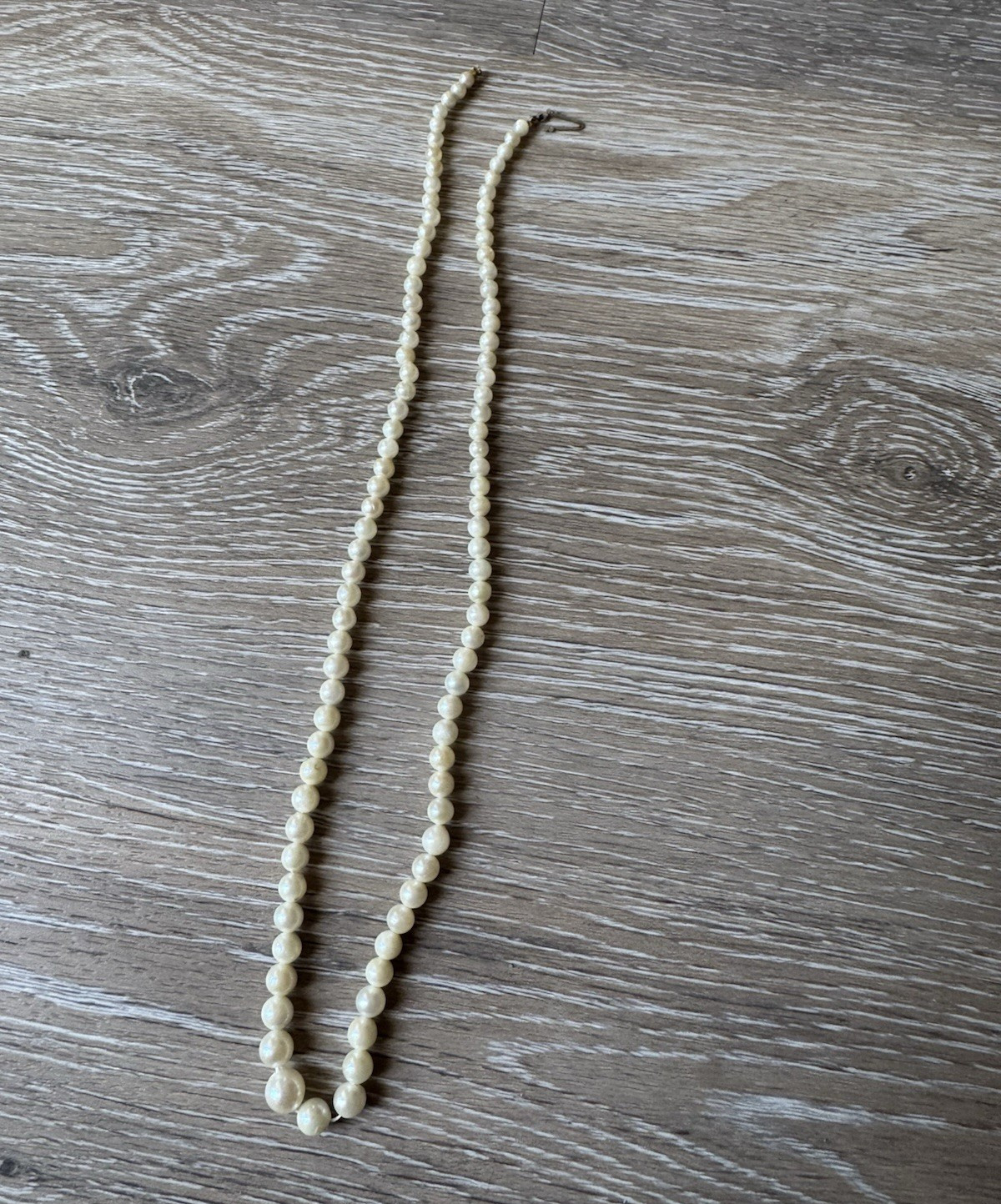 Cream Imitation Pearl Beaded Strand Necklace Hook Closure