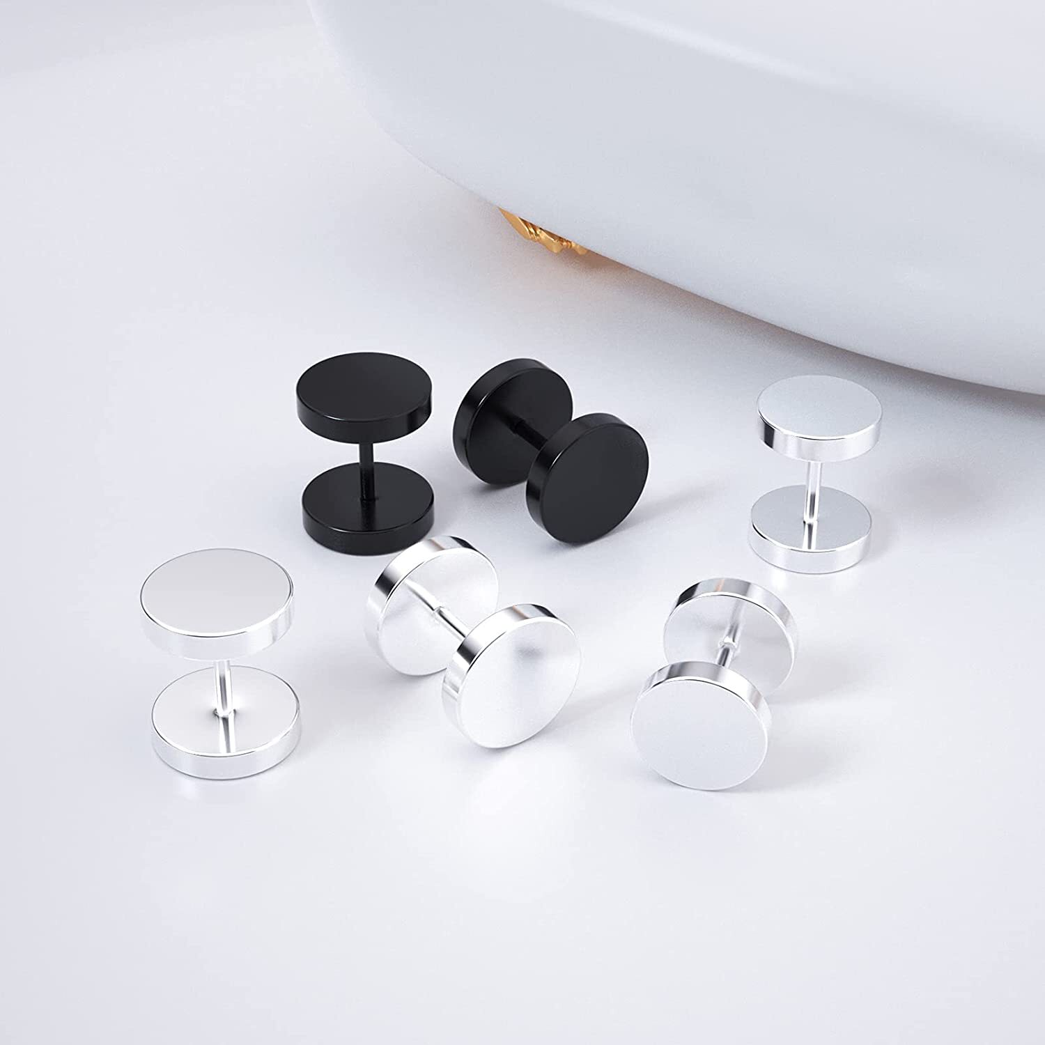 Stainless Steel Unisex Men Women Barbell Stud Earrings Punk Ear Piercing Plugs