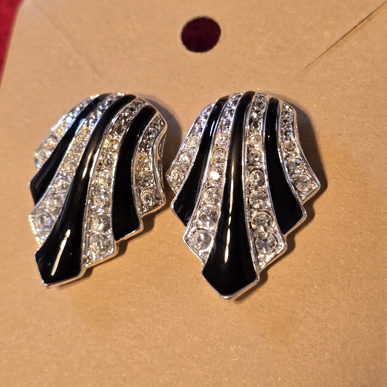 Mixed Earrings Lot Avon Rhinestone Black Hoops Shamrock Dangle Stud Set