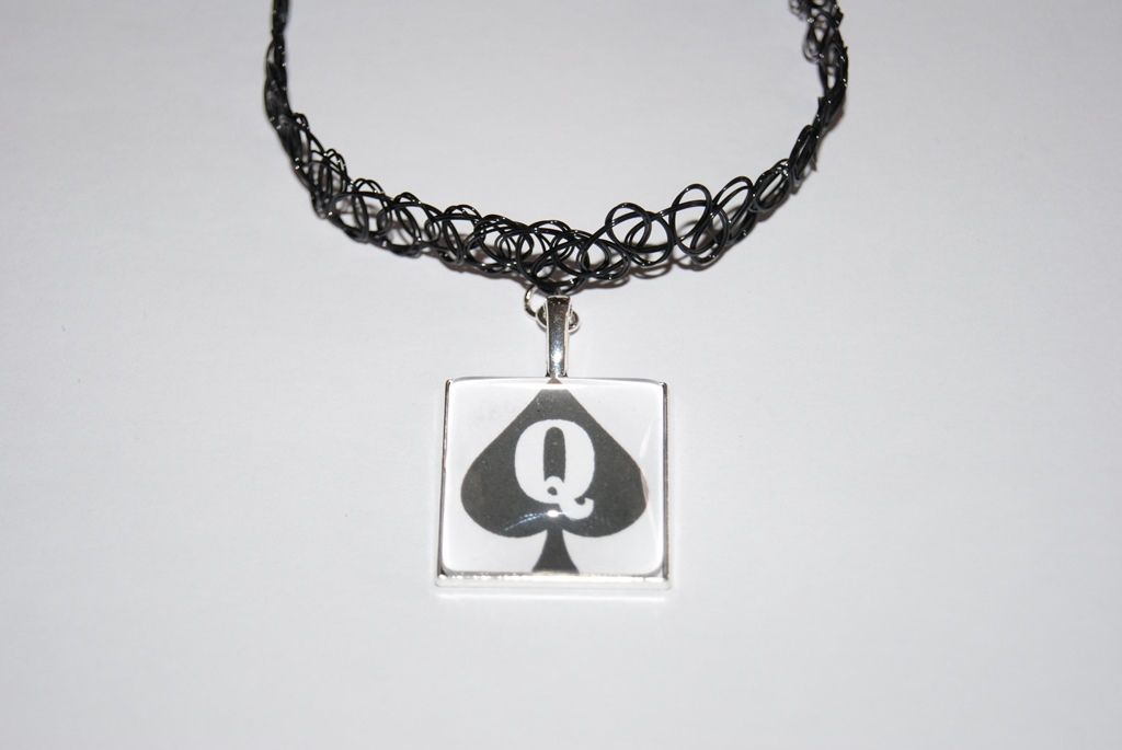 QUEEN OF SPADES Logo Black PVC Choker Necklace Jewellery Hot Wife Slut Swinger 1