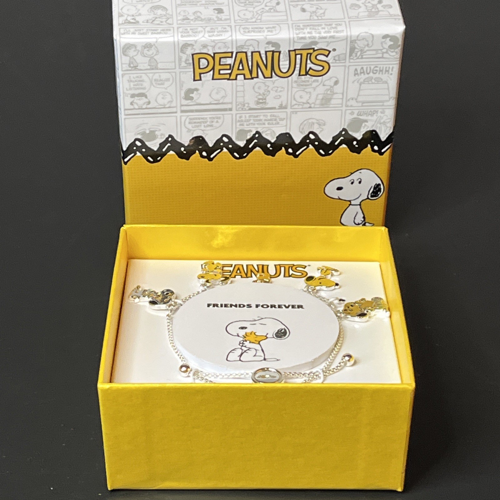 Peanuts Friends Forever Snoopy Woodstock Bracelet Gold Tone/ Fine Silver Plated