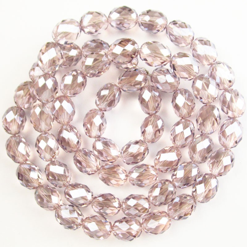 1Strand 10x8mm Faceted Light Purple Crystal Drum Loose Bead 18inch SJTZ13