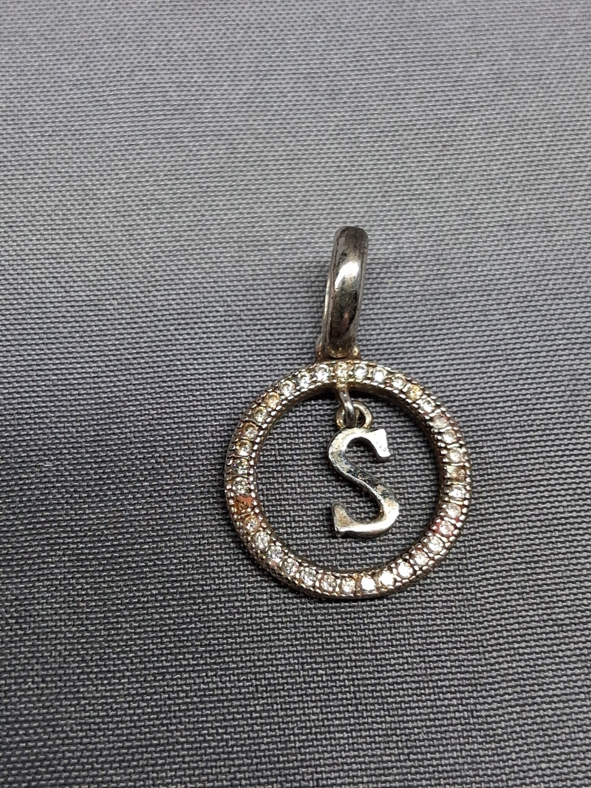 BSI 925 Sterling Silver Letter Iniital “S” W/Clear CZ’s Pendant 1″