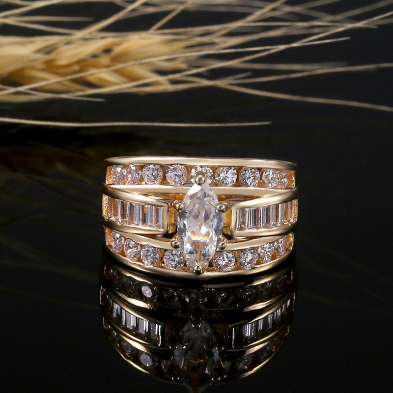 18k Yellow Gold Plated Women Ring Cubic Zircon Wedding Ring Sz 6-10