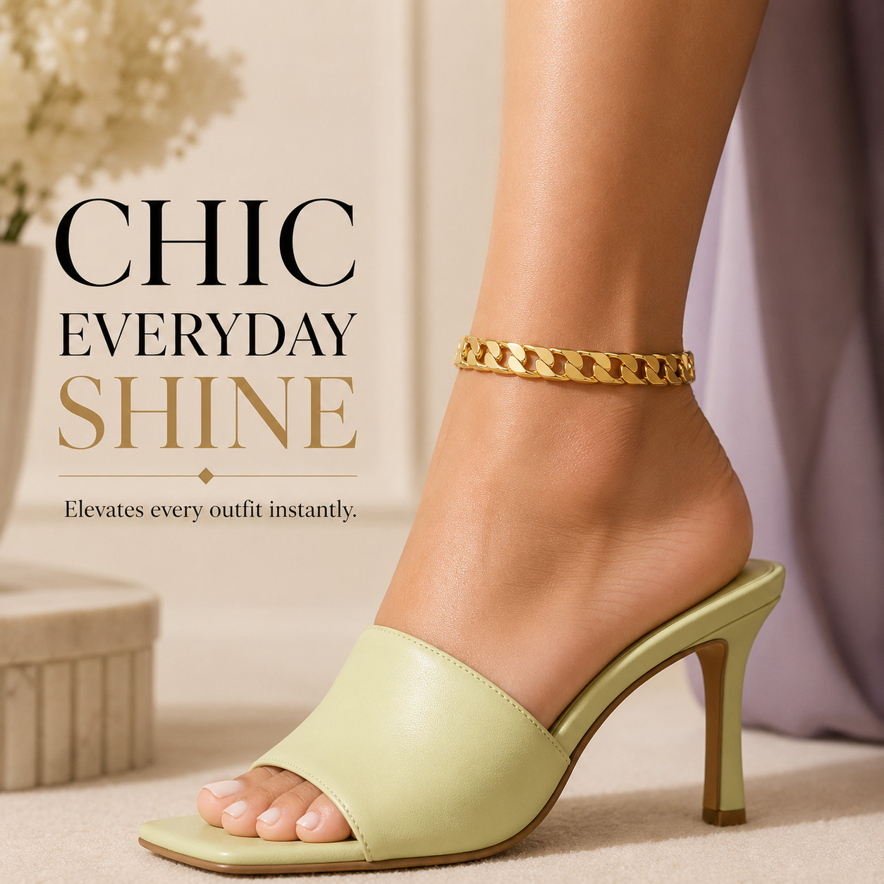 Uxvwez 18K Gold Plated Cuban Link Anklet for Women Gold Silver
