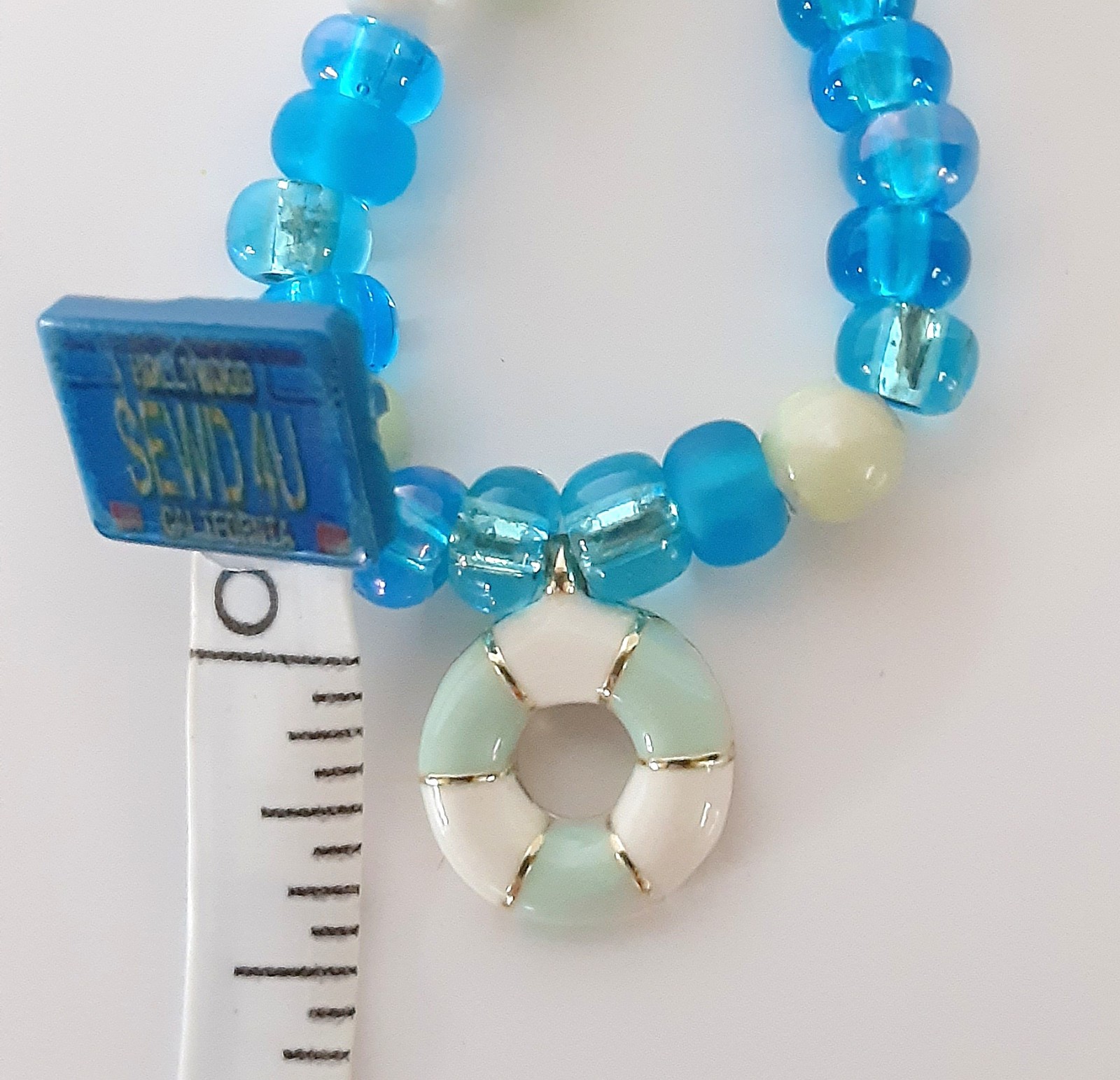 Handmade Sister Friends Sea Glass Nautical Charm Beaded Ankle Bracelet Set (Two)