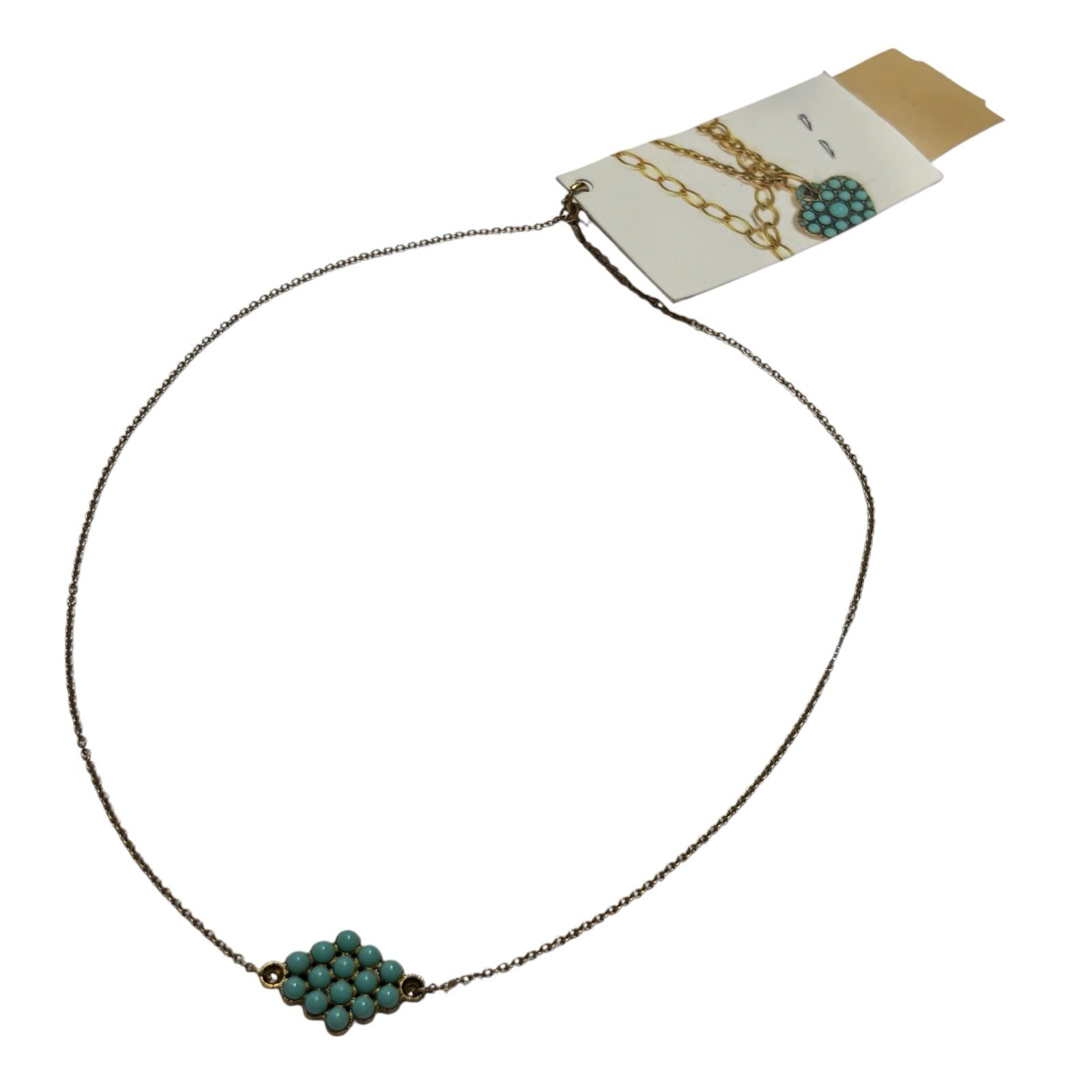 NWT NEW Linda Levinson Blue Stone Gold Tone Chain Necklace