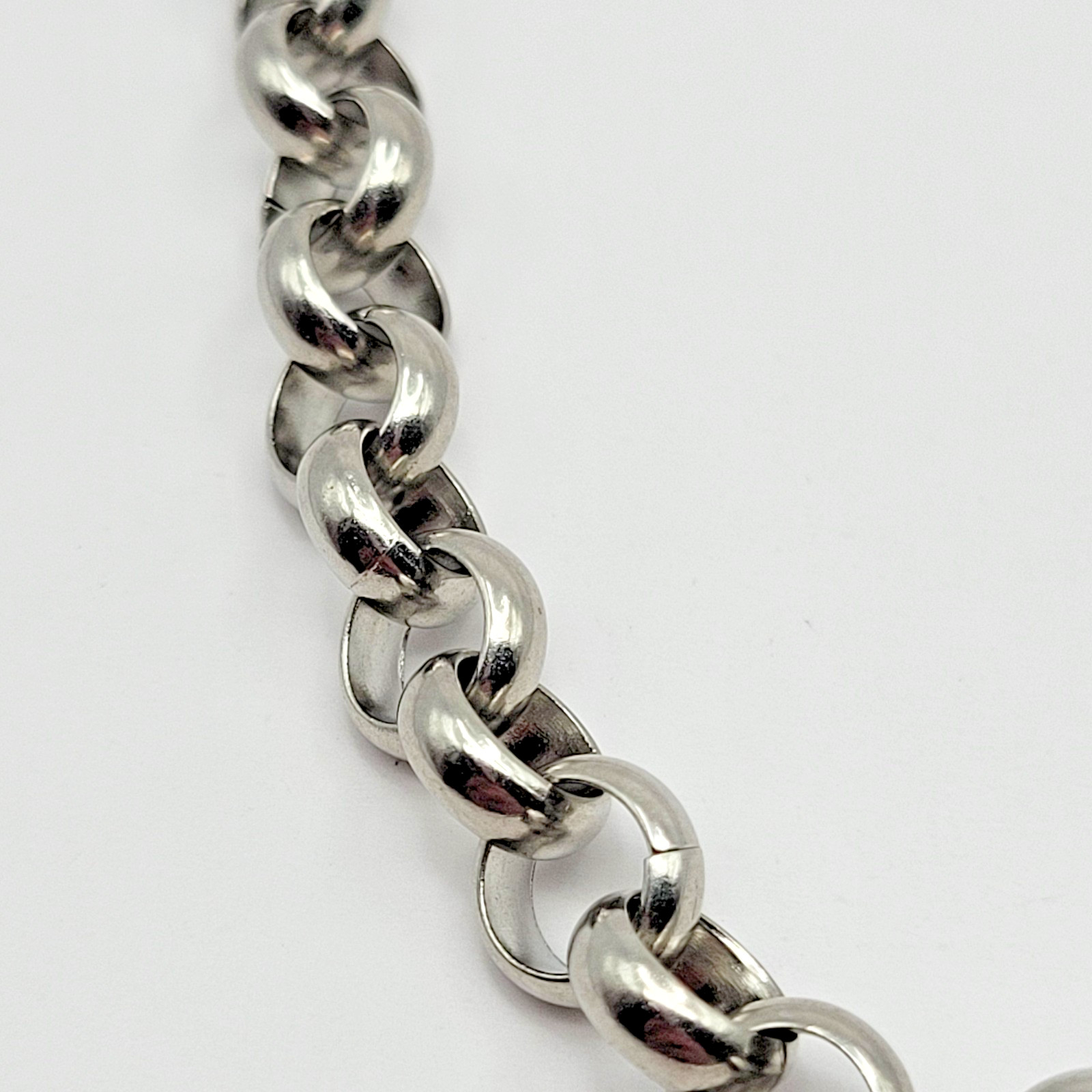 JTV Chisel Polished Stainless Steel 8mm Rolo Chain Necklace ~ 24″