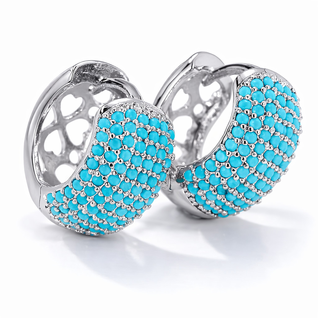 ZARD Turquoise Huggie Hoop Earrings in Sterling Silver