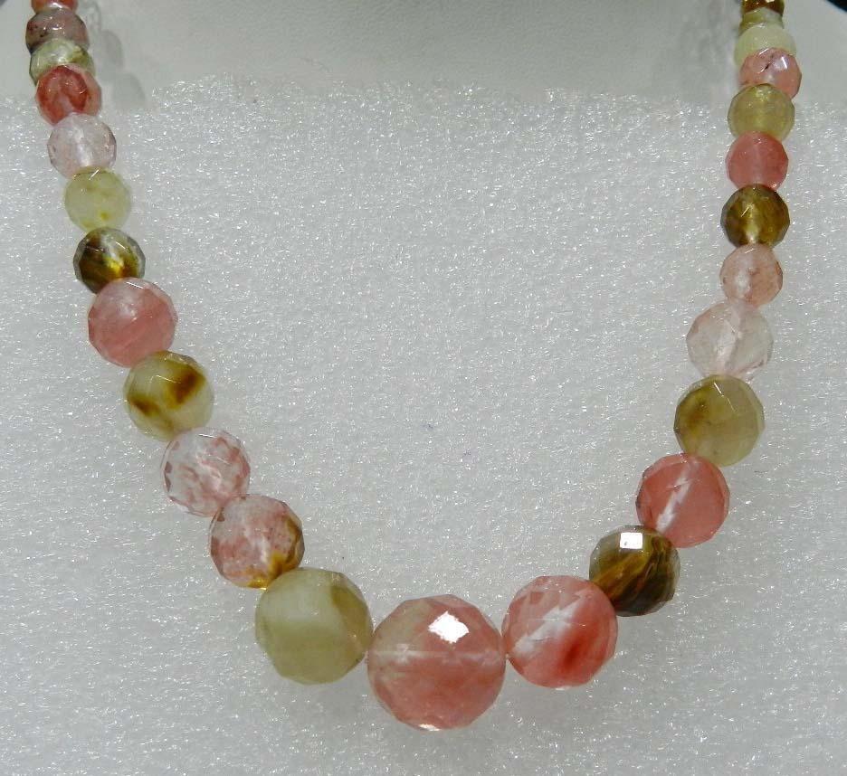 Faceted 6-14mm multicolor Watermelon Tourmaline Gems Round Beads Necklace 18″
