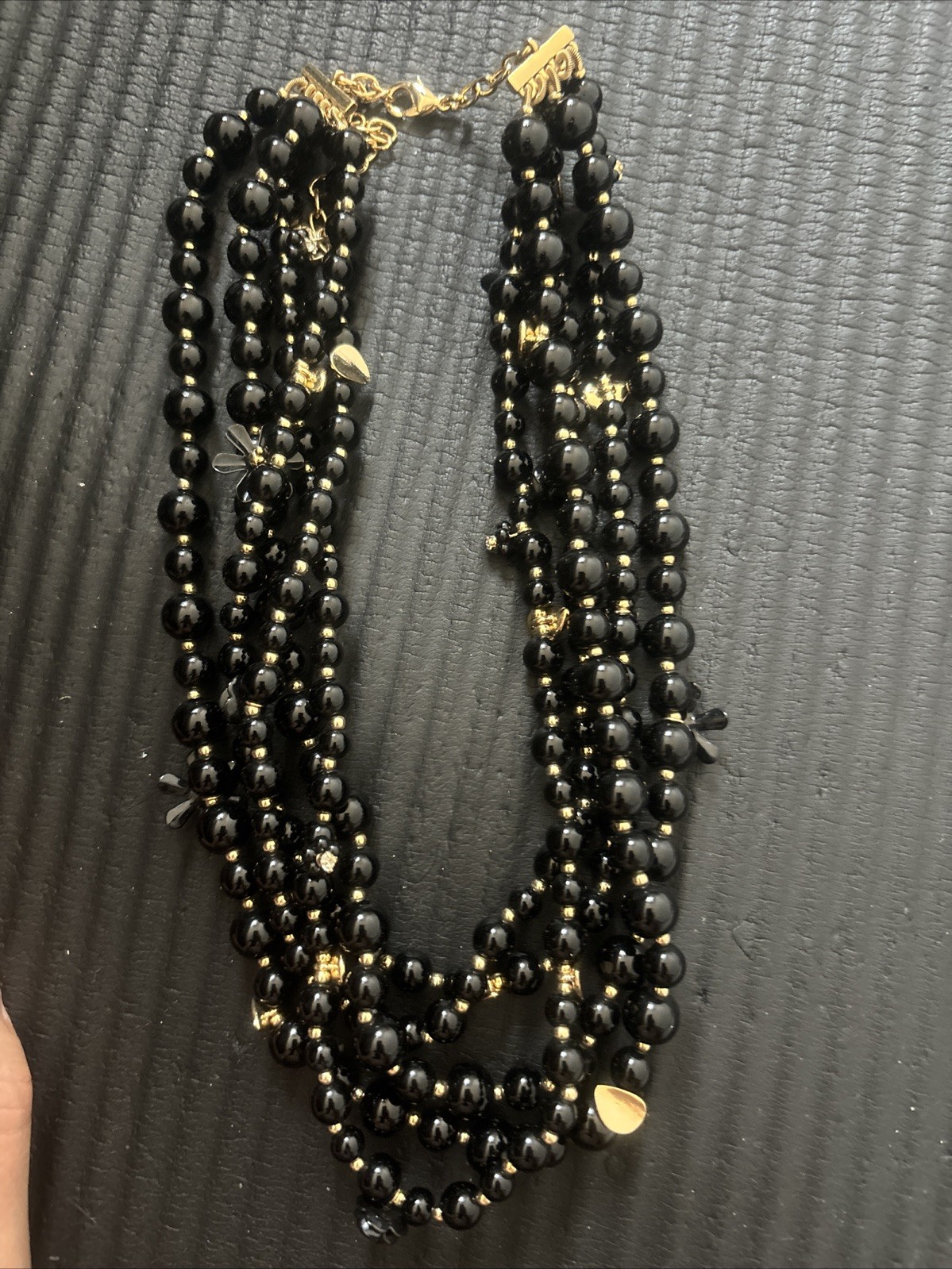 Talbots Necklace Multi strand Black beaded necklac