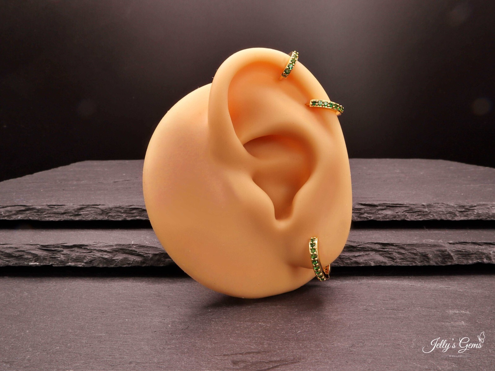 Gold Green Cubic Zirconia Gold Platinum Rose Gold Earring Lobe Helix Cartilage