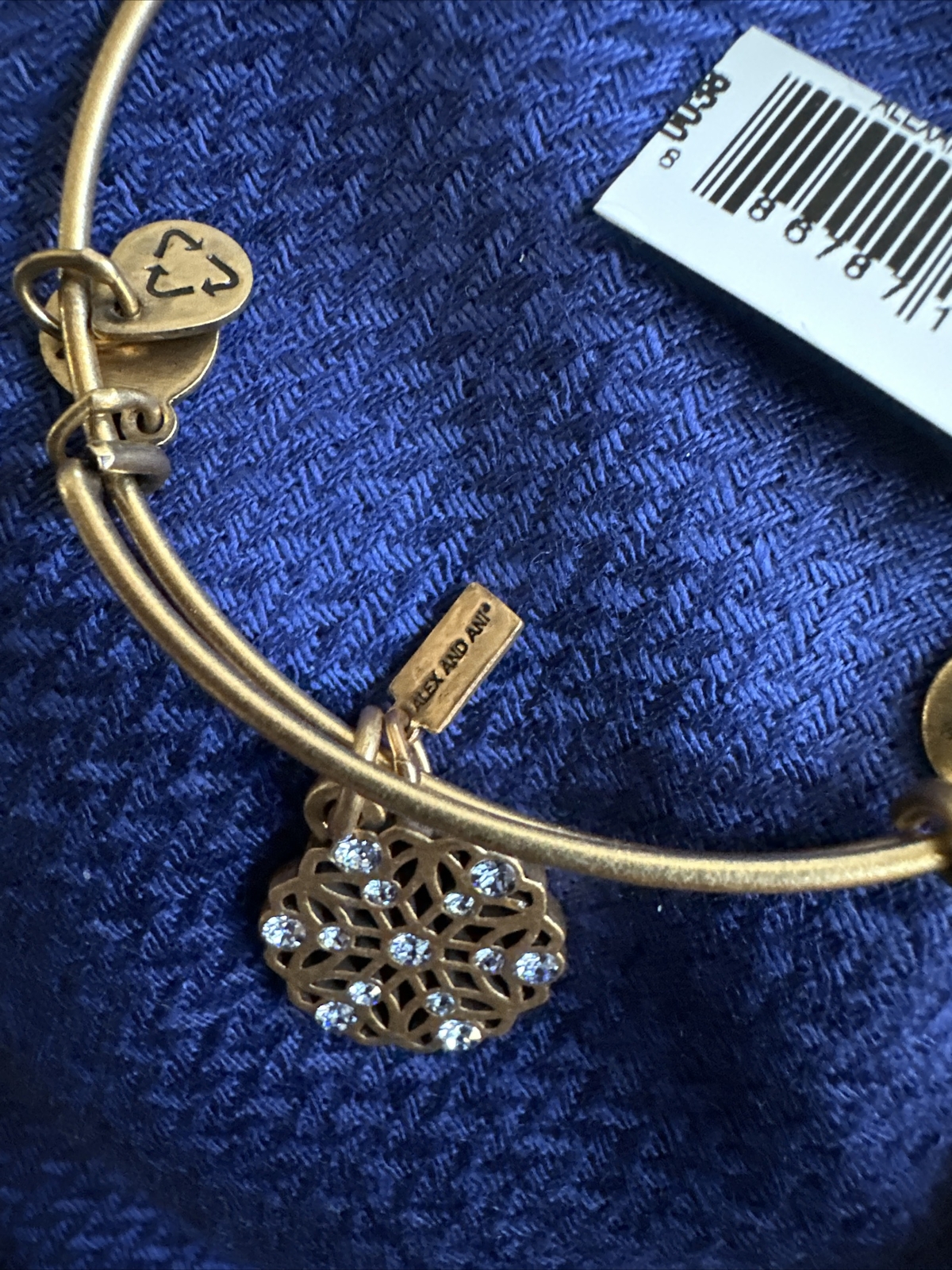 ALEX and ANI “Snowflake” Ornament, Gold Metallic Holiday Charm Bangle: NWT *HTF*