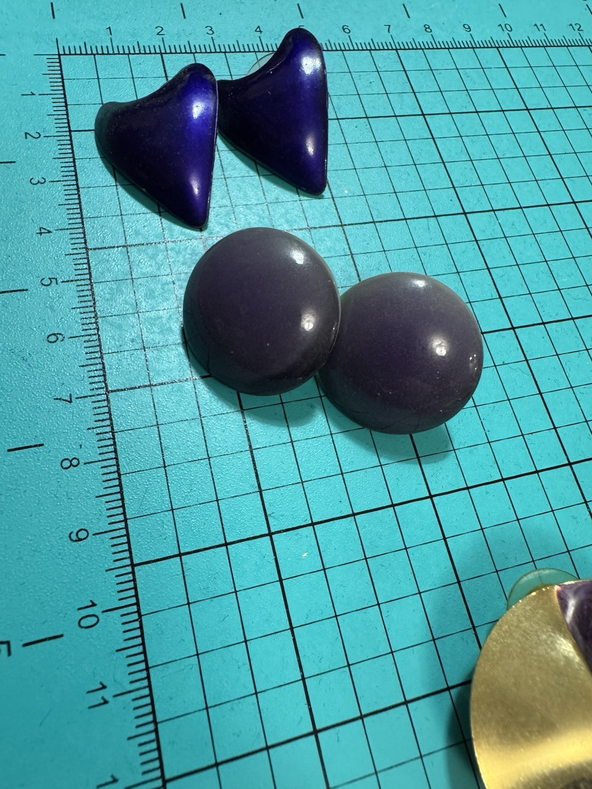 Set Of 4 Vintage Gold Tone & Blue Earrings