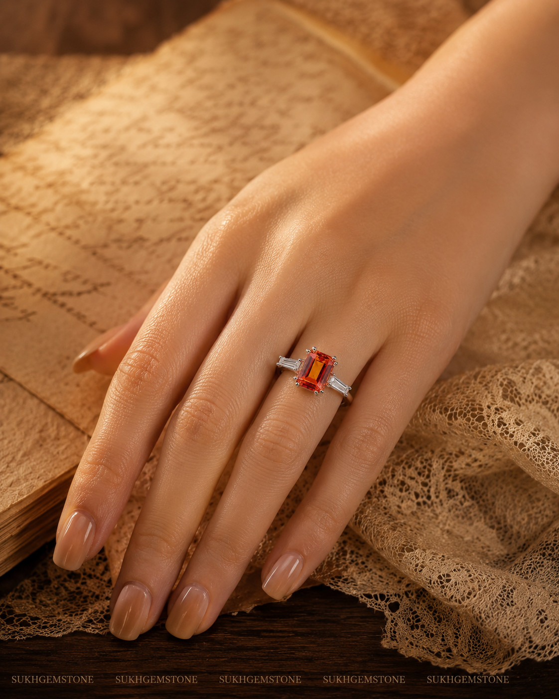 Lab Created Citrine Ring, Base Metal: Brass Finish: Gold Plated, Gift For Her
