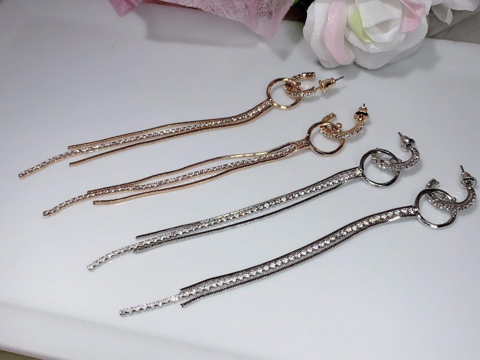 Long Dangle earring, Gold earring, Silver earring, Party earring, Earrings