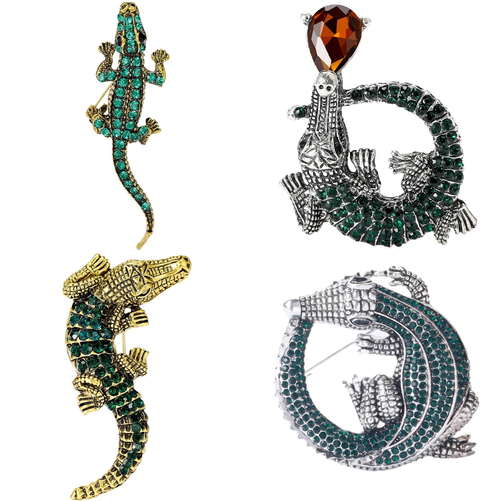Wholesale Rhinestone Chameleon Brooch Lizard Pin Office Party Gifts Hot Sale