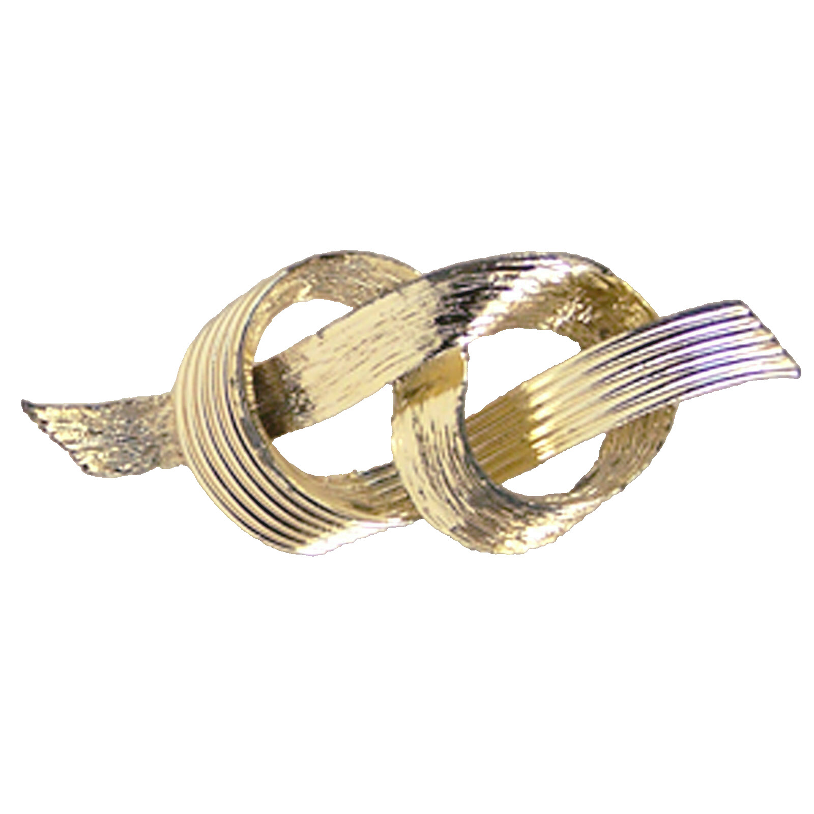 Vintage Signed MJent Pin Brooch Ribbon Swirl Twist Knot Gold Tone Metal Unique